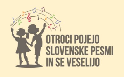 Otroci pojejo slovenske pesmi in se veselijo